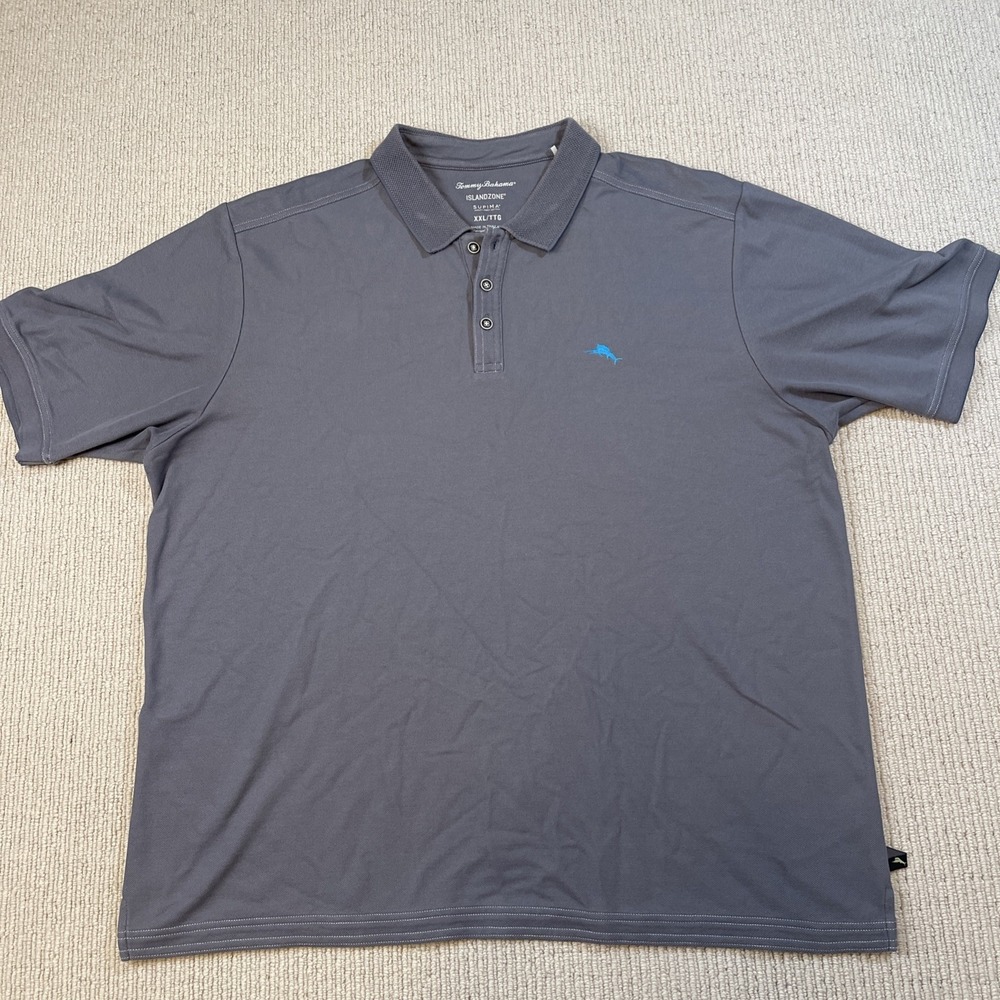 Tommy Bahama Men's XXL Polo Short Sleeve Shirt Island Zone Supima Gray